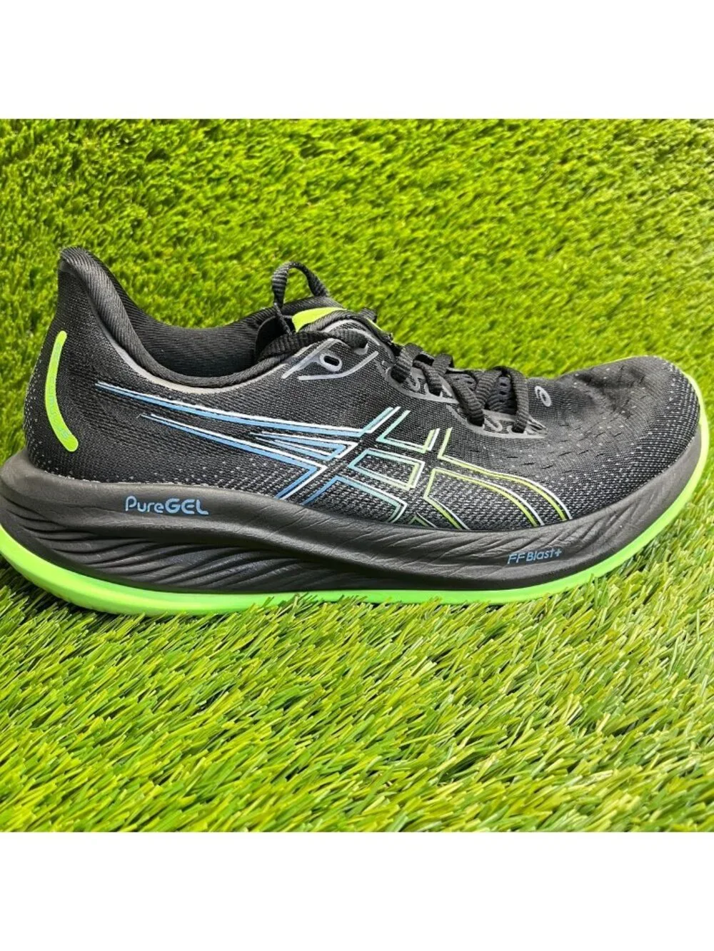 Asics Gel Cumulus 26 Mens Size 10 Black Green Athletic Running Shoes Sneakers